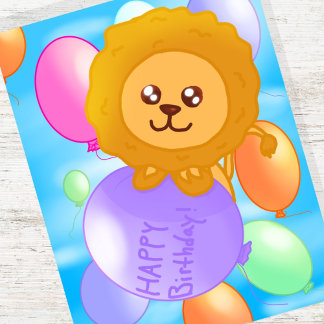 Carte d'anniversaire personnalisée à thème Lion co