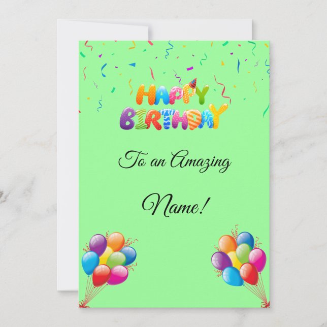 Carte d'anniversaire personnalisée avec ballons et (Devant)