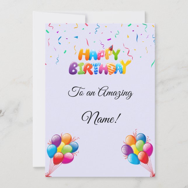 Carte d'anniversaire personnalisée avec ballons et (Devant)