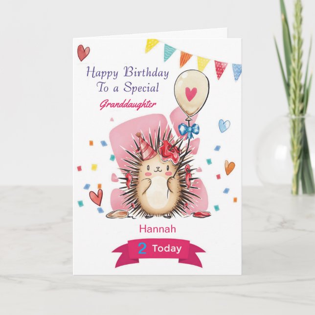 Carte d'anniversaire personnalisée avec un hérisso (Devant)