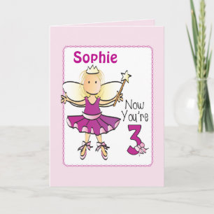 Carte d'anniversaire personnalisée Ballerina de 3 