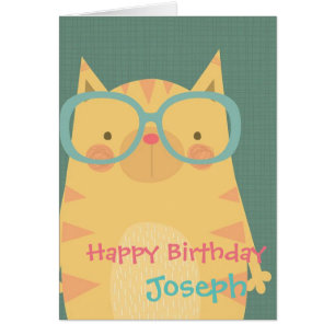 Carte d'anniversaire personnalisée - Cartoon Cat