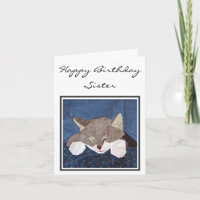 Carte d'anniversaire personnalisée - Chaton couché (Devant)