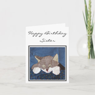 Carte d'anniversaire personnalisée - Chaton couché