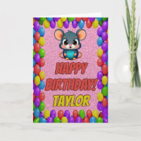 Carte d'anniversaire personnalisée de la souris
