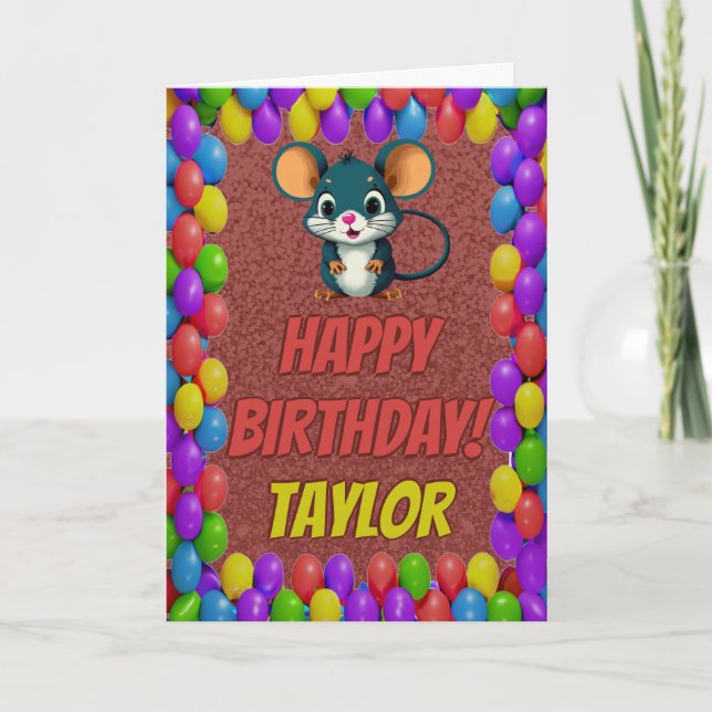 Carte d'anniversaire personnalisée de la souris (Devant)