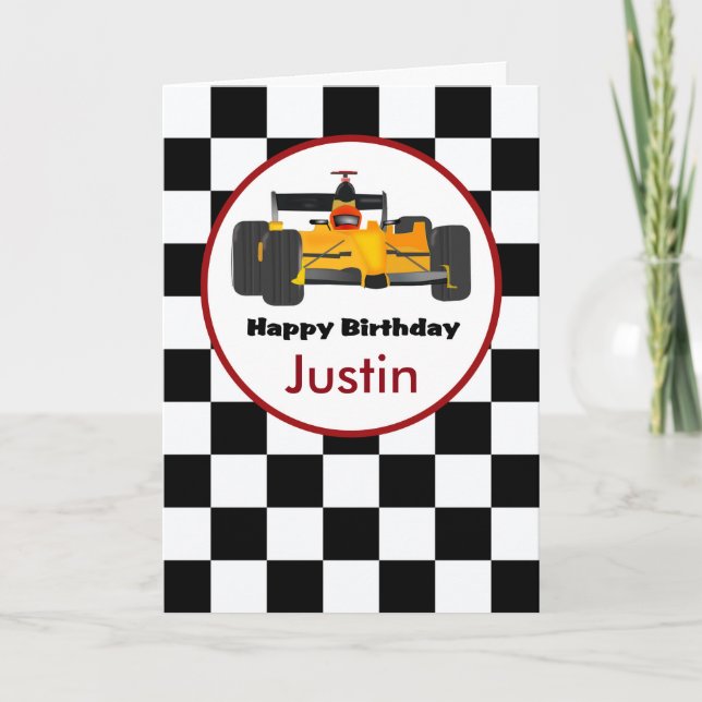 Carte d'anniversaire personnalisée de la voiture d (Devant)