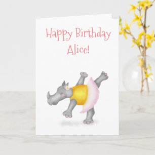 Carte d'anniversaire personnalisée de rhinocéros d