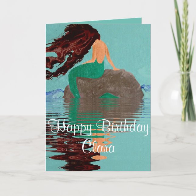 Carte d'anniversaire personnalisée de sirène bleue (Devant)