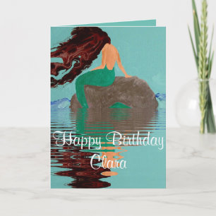 Carte d'anniversaire personnalisée de sirène bleue