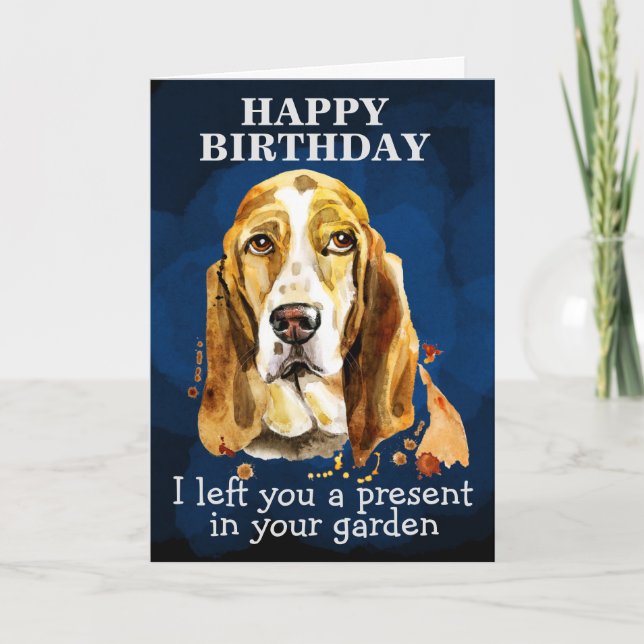 Carte d'anniversaire personnalisée de votre Basset (Devant)