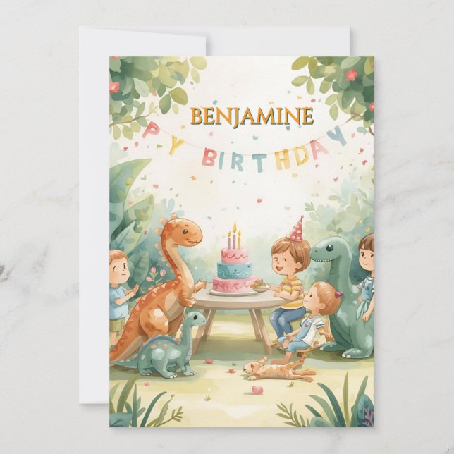 carte d'anniversaire personnalisée dinosaure pour  (Devant)