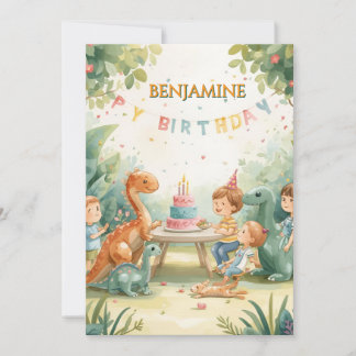 carte d'anniversaire personnalisée dinosaure pour 