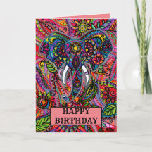 Carte d'anniversaire personnalisée éléphant mandal