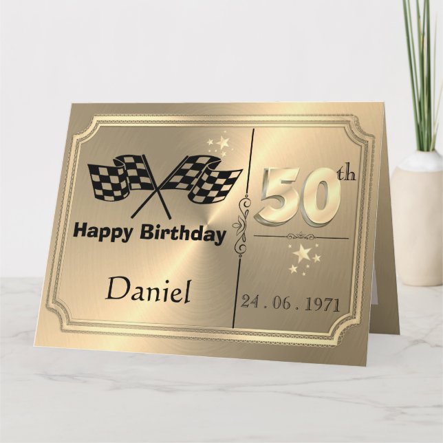 Carte d'anniversaire personnalisée en or pour frèr (Devant)