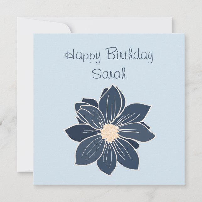 Carte d'anniversaire personnalisée Fleur bleue (Devant)