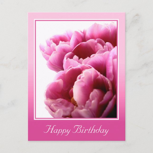 Carte d'anniversaire personnalisée Fleurs roses (Devant)