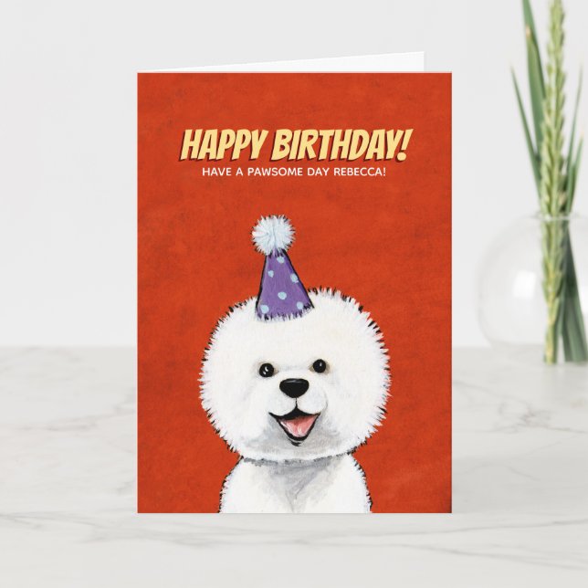 Carte d'anniversaire personnalisée Fluffy White Do (Devant)