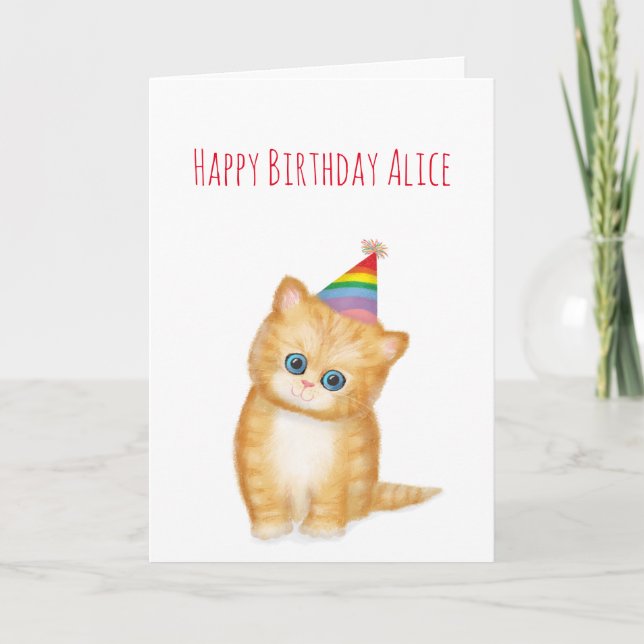 Carte d'anniversaire personnalisée Ginger kitten (Devant)