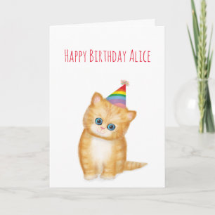 Carte d'anniversaire personnalisée Ginger kitten