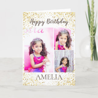 Carte d'anniversaire personnalisée Gold Splatter