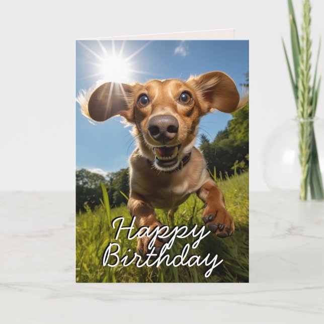Carte d'anniversaire personnalisée Joyeuse Dachshu (Devant)