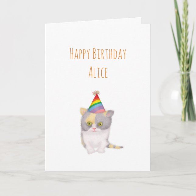 Carte d'anniversaire personnalisée Katie kitten (Devant)