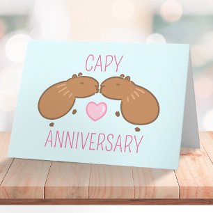 Carte d'anniversaire personnalisée Kissing Capybar
