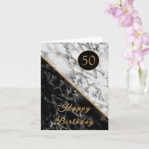 Carte d'anniversaire personnalisée Marbre noir bla