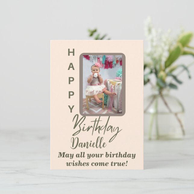 Carte d'anniversaire personnalisée moderne (Debout devant)