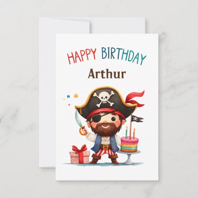 Carte d'anniversaire personnalisée Pirate heureux (Devant)