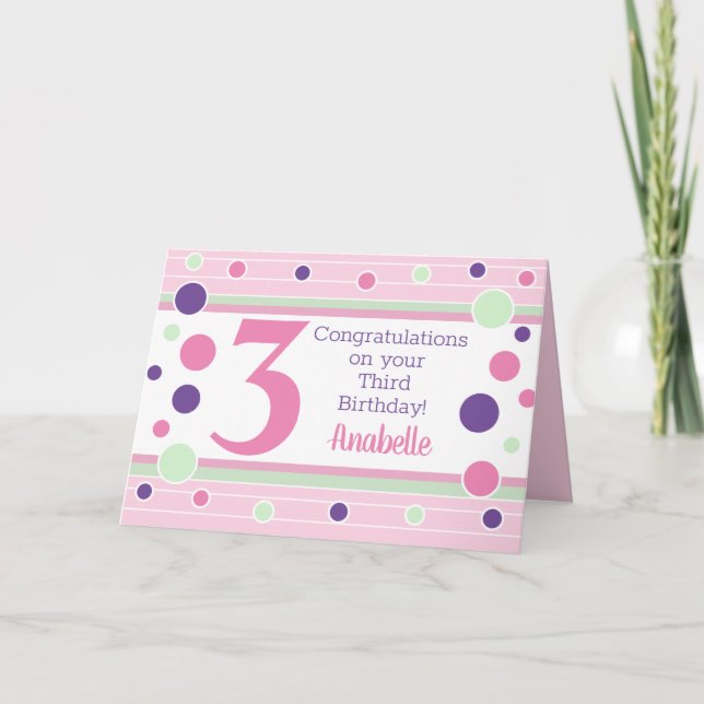 Carte d'anniversaire personnalisée pour 3 ans ! (Devant)