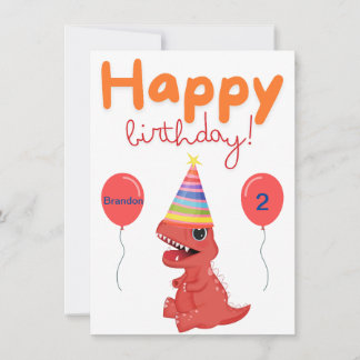 Carte d'anniversaire personnalisée pour bébé Dinos