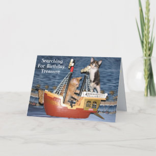 Carte d'anniversaire personnalisée pour chat pirat