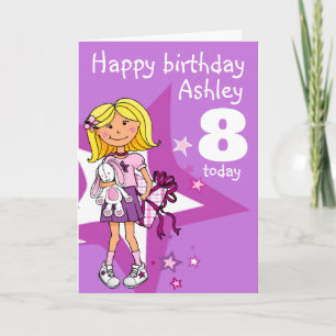 Carte d'anniversaire personnalisée pour fille de 8
