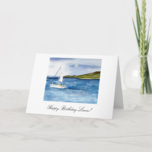 Carte d'anniversaire personnalisée Watercolor Sail