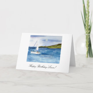 Carte d'anniversaire personnalisée Watercolor Sail