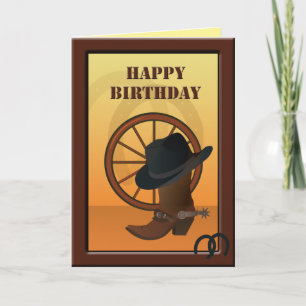 Carte d'anniversaire personnalisée Western Cowboy