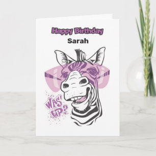 Carte d'anniversaire personnalisée - Zèbre Glamour