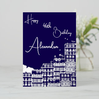 Carte d'anniversaire personnelle marine et argent