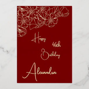 Carte d'anniversaire personnelle Maroon & Gold nom