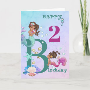 Carte d'anniversaire personnelle Mermaid Blue Age 