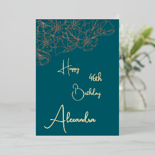Carte d'anniversaire personnelle Turquoise et Gold