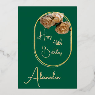 Carte d'anniversaire personnelle verte et or nommé