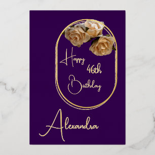 Carte d'anniversaire personnelle violet et or nomm
