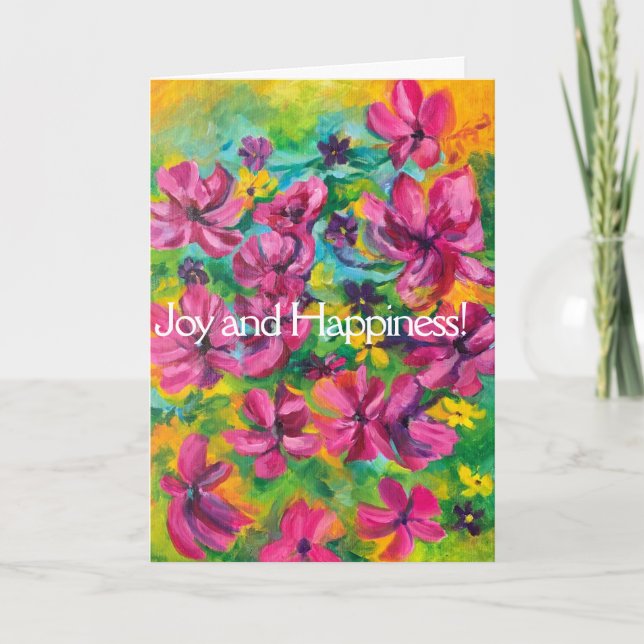 Carte d'anniversaire Petunias "Joy and Happiness" (Devant)