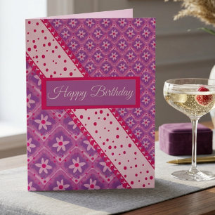 Carte d'anniversaire photo diamant fleurs violette