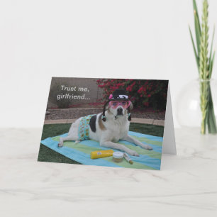 Carte d'anniversaire, photo d'un chien féminin aux
