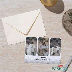 Carte d'anniversaire photo minimaliste blanche et 
