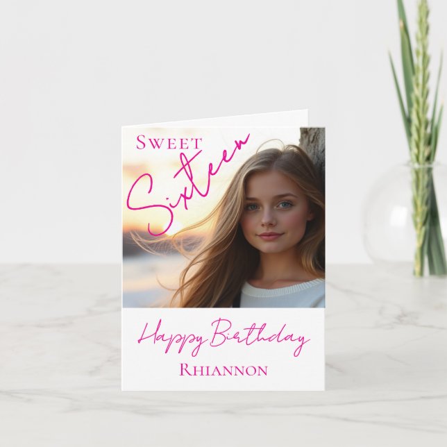 Carte d'anniversaire photo pour un Sweet Sixteen (Devant)